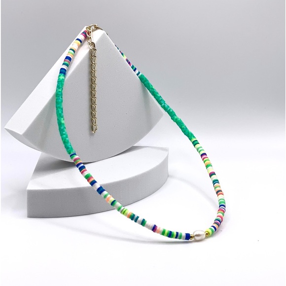 NEW…Heishi Beaded With Freshwater Pearl Necklace - Picture 5 of 12